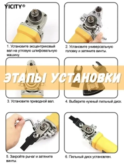 Насадка-реноватор 3 в 1 для болгарки/УШМ 115-125 мм: комплект пилок + шлифлисты для резки, шлифовки, полировки дерева, металла, бетона