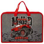 Папка на молнии с ручками ЮНЛАНДИЯ А4, 1 отделение, пластик, ширина 40 мм, "Truck race", 270951