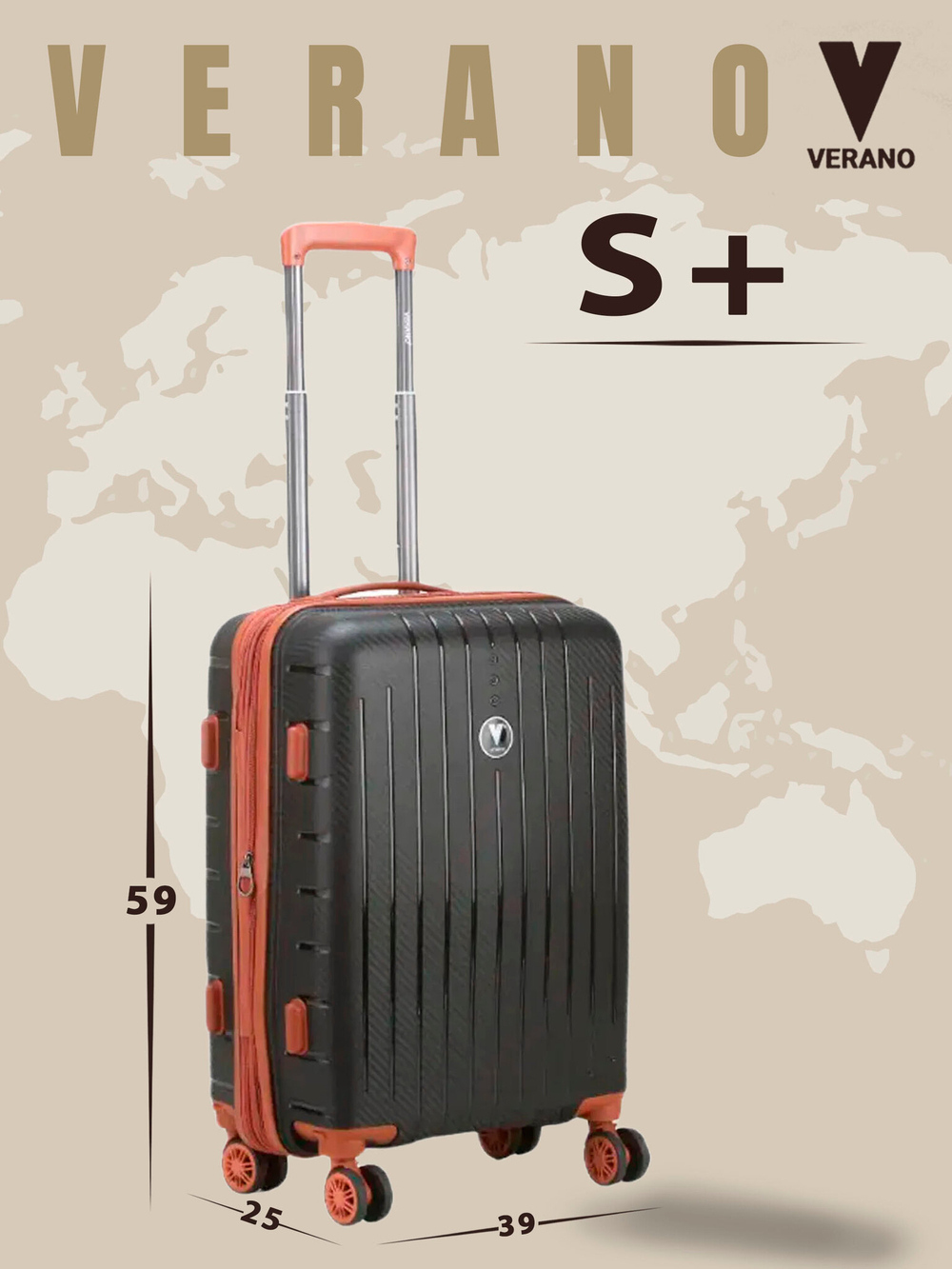 Чемодан мини "Verano" из полипропилена, съёмные колёса