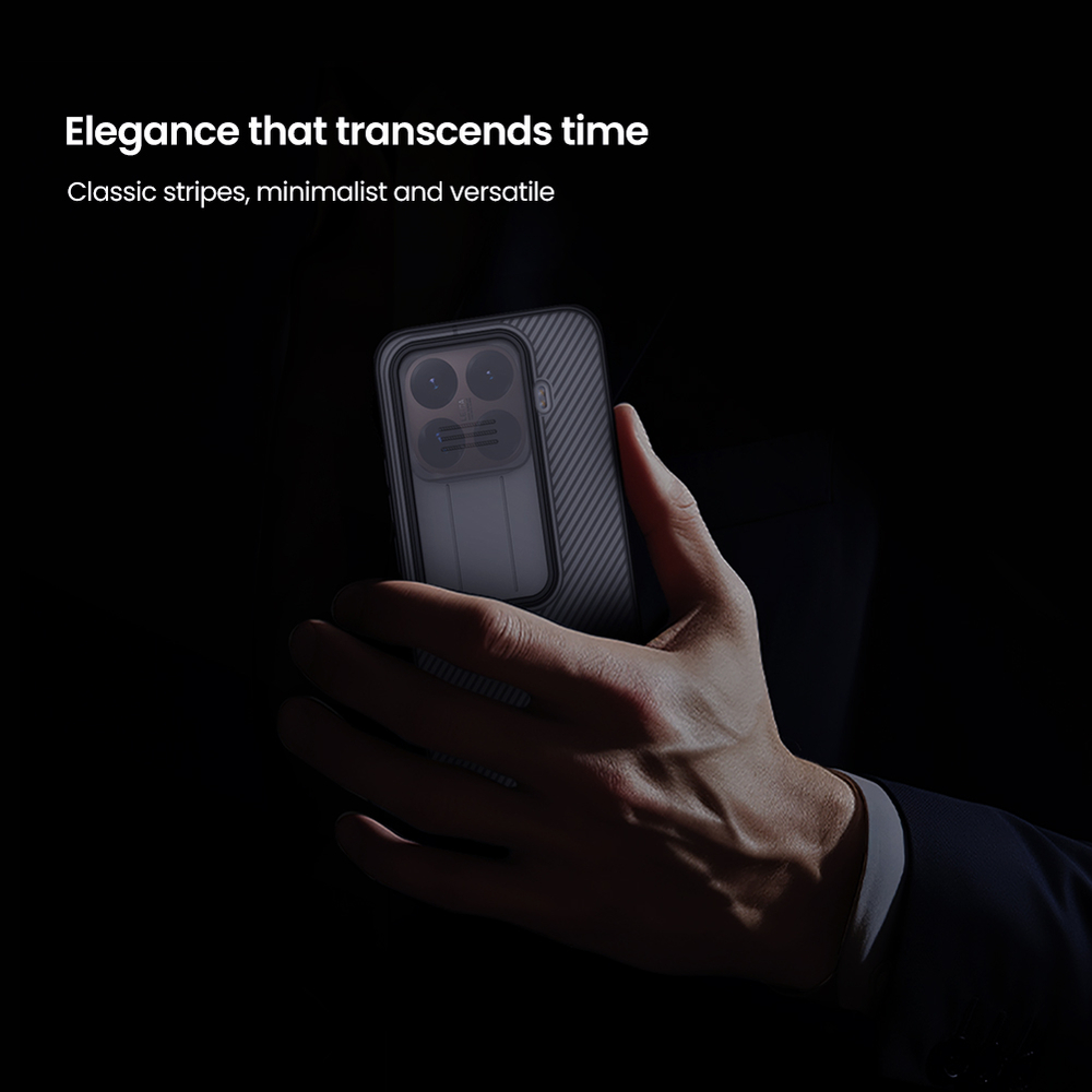 Чехол тонированный с защитной шторкой для камеры на Xiaomi 15T Pro, серия CamShield Pro Case (Transparent black) от Nillkin