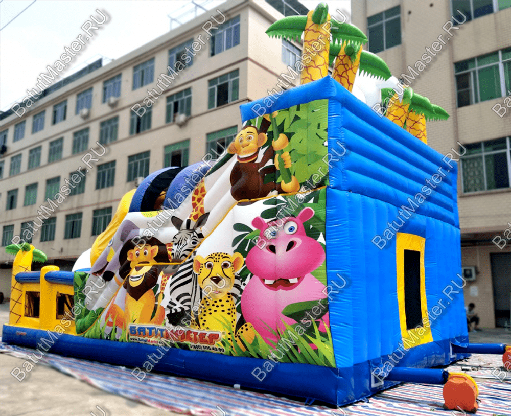 Коммерческий надувной батут "Слоник со скалодромом 2"