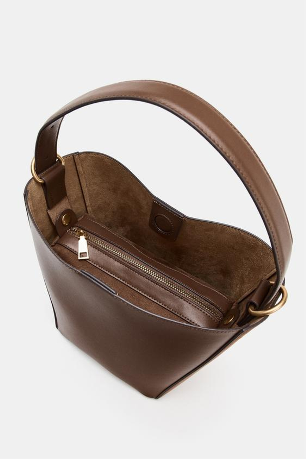 ZARA КОМБИНИРОВАННАЯ СУМКА-МЕШОК, КОРИЧНЕВЫЙ