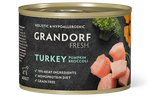 GRANDORF FRESH Монопротеиновый влажный корм из индейки с тыквой и брокколи для собак всех пород 200 г