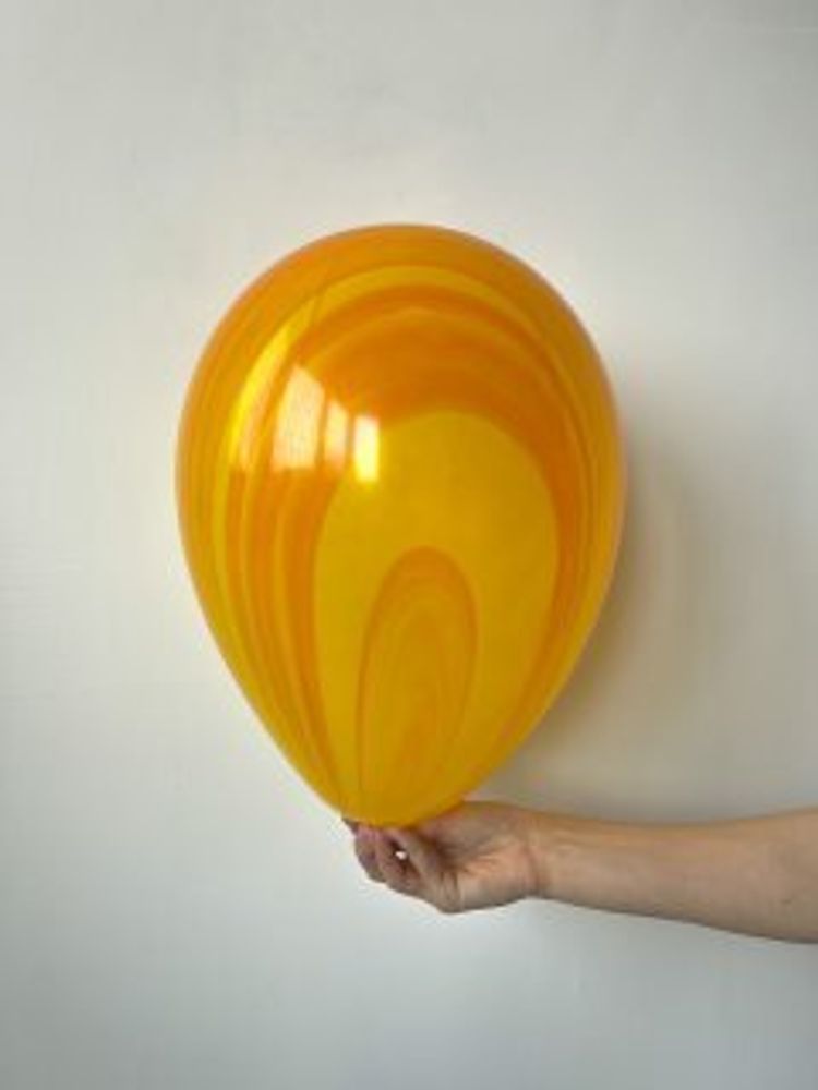 Q Шар 11" / 24 см, супер агат  Yellow Orange (БГ-16)