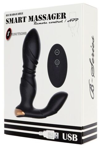 Черный L-образный вибромассажер простаты с пультом ДУ (Цвет: черный)