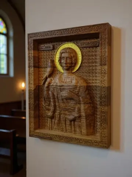 Освященная Икона Св. мученика Трифона 23.5х19см дуб