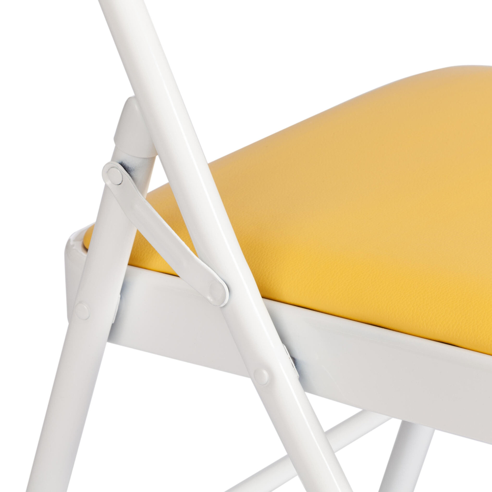 Стул складной FOLDER (mod. 3022G) каркас: металл, сиденье/спинка: экокожа, 46.5 х 47.5 х 79 см, yellow (желтый) / white (белый) (Комплект из 6 шт.)