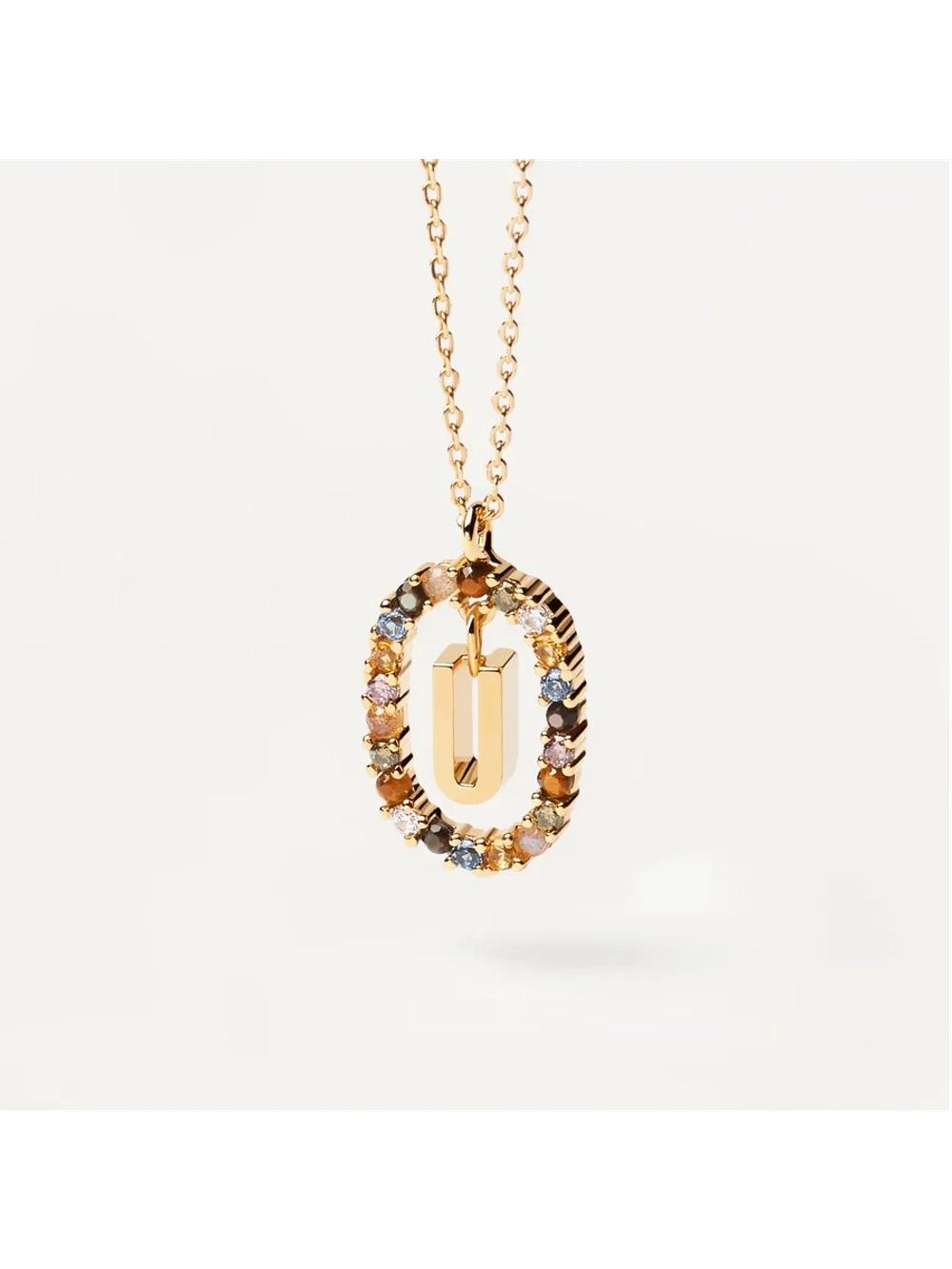 Колье Буква U серебро 925 пробы покрытое золотом