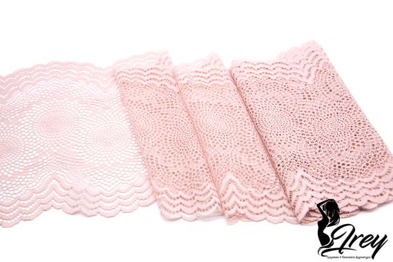 03-261 ОПТ Кружево эластичное 21 см, ажур, пудра/пион