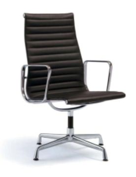 кресло eames aluminium office chair ( кожа) (by Steel Arts)
