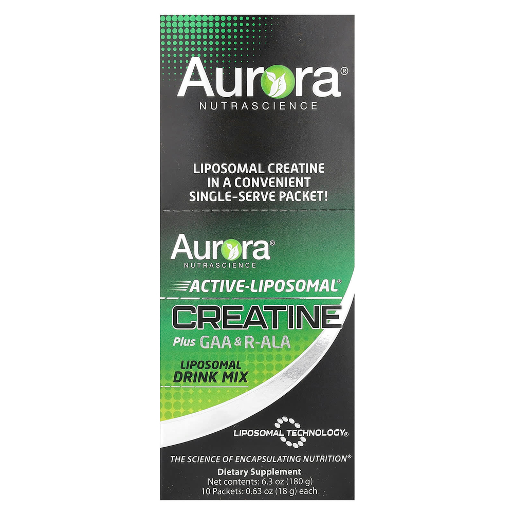 Aurora Nutrascience, Active-Liposomal® Creatine Plus GAA и R-ALA, 10 пакетиков по 18 г (0,63 унции)