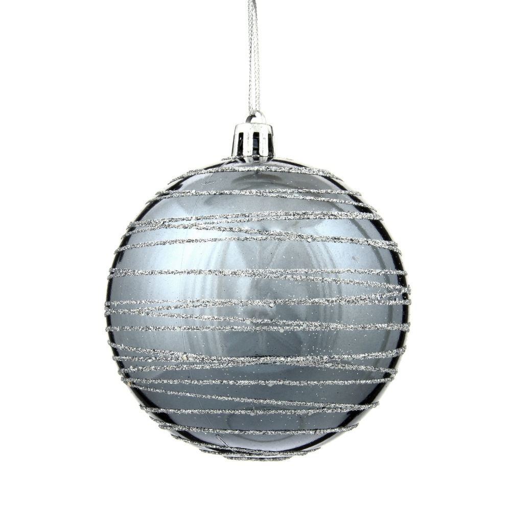 GAEM Набор из 12шт, Украшение новогоднее Шар "Спираль серебристая", D8 см, L35 W27 H9 см