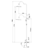 Смеситель для ванны и душа с регулируемой высотой штанги, поворотным изливом и верхней душевой лейкой "Тропический дождь" LEMARK GREEK – LM5562GG