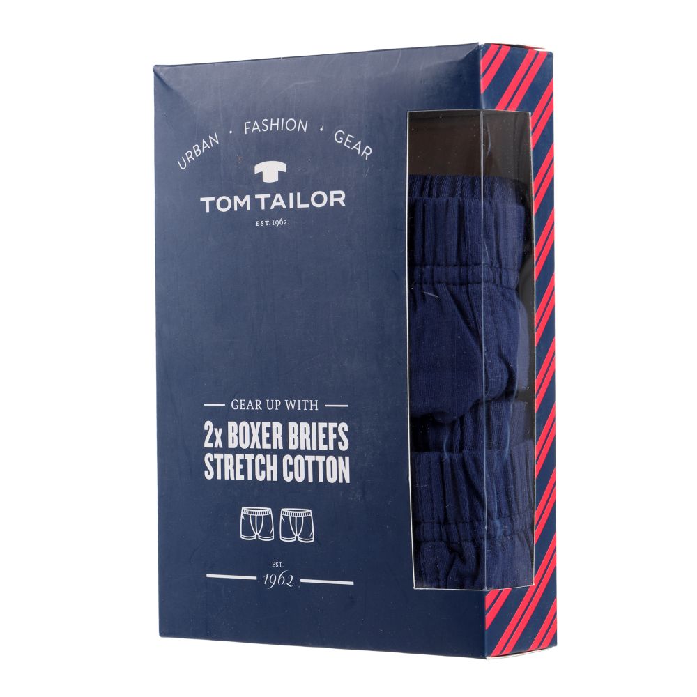 Мужские трусы боксеры набор 2в1 (синие, темно-синие в клетку) Tom Tailor 70459/6061 635