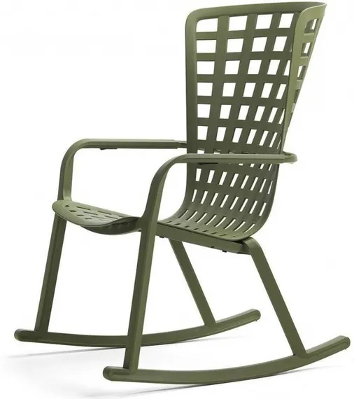 Уличное кресло-качалка Folio агава с зеленой подушкой