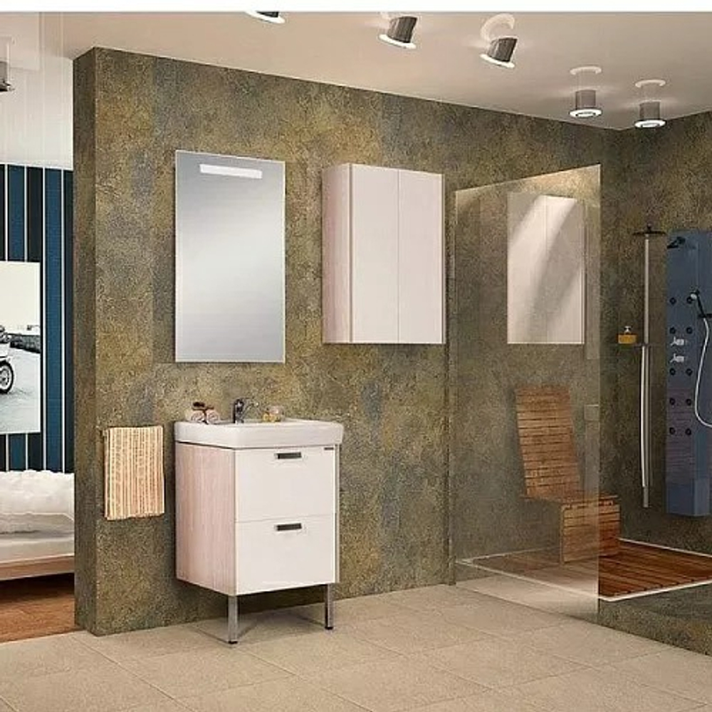 Тумба-умывальник Йорк 55 М Белый/Ясень фабрик