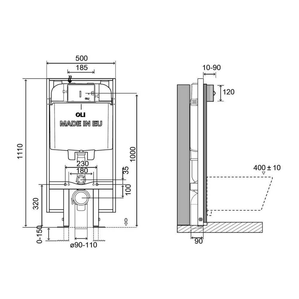 Тонкая инсталляция для унитазов Oli Oli74 механическая (601803) схема