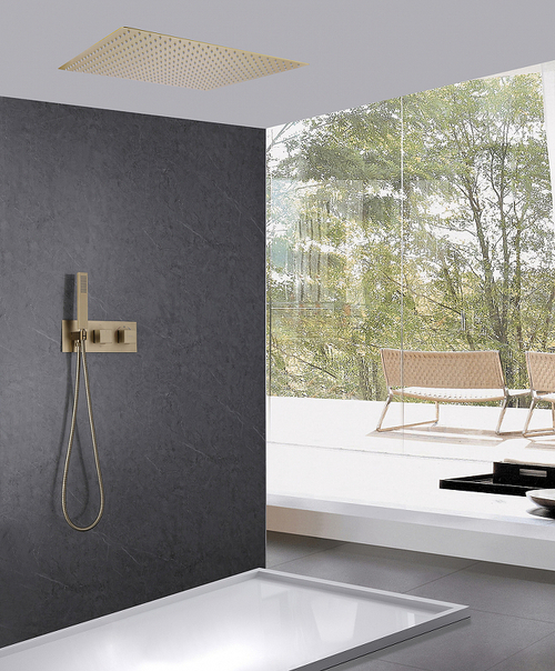 Душевая система Abber Daheim AF8255G с термостатом Золото матовое