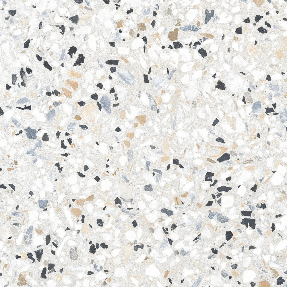 Керамогранит Alma Ceramica GFU6060TRZ07L Terrazzo 60x60 белый / бежевый лаппатированный под камень / терраццо