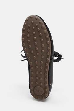 ZARA СПОРТИВНЫЕ БАЛЕТКИ С ОТСТРОЧКОЙ, ЧЕРНЫЙ