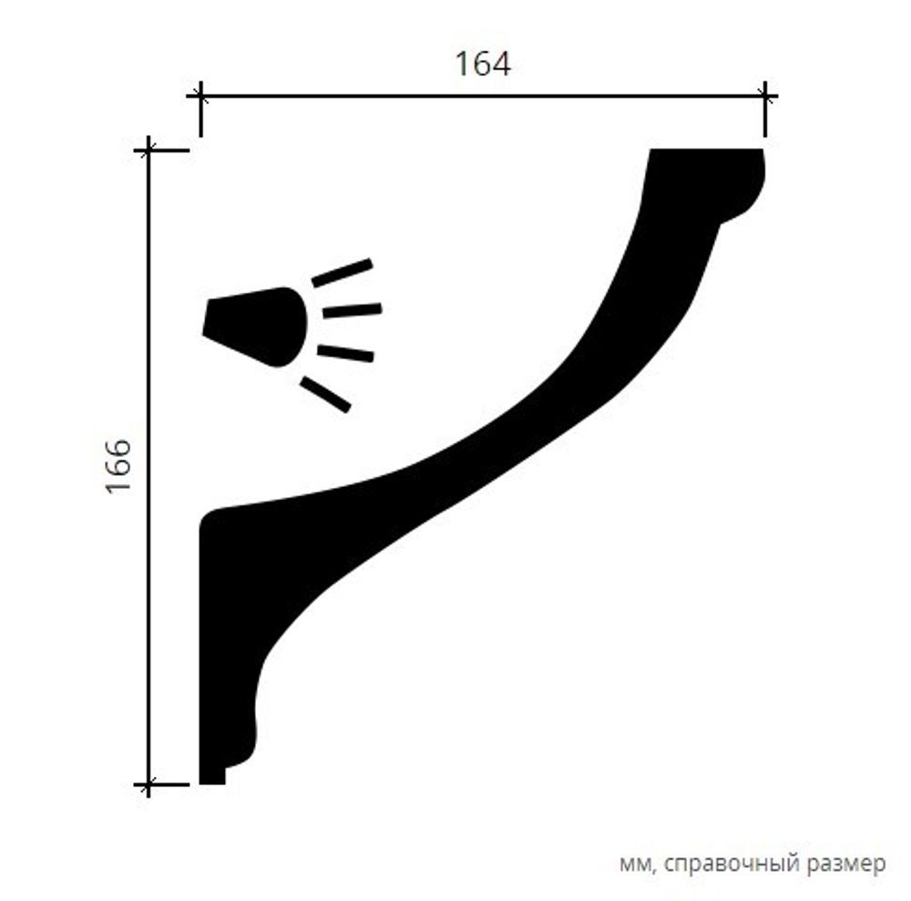 Карниз пенополиуретан, 2000x164x166 мм