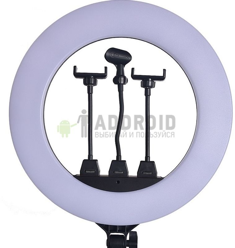 Светодиодная кольцевая лампа ZB-R18 для фото и видео съемки на штативе, диаметр 18 дюймов