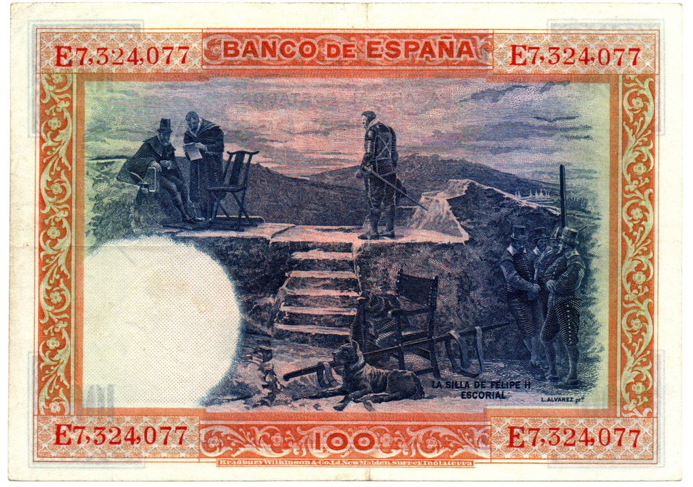 Банкнота 100 песет - Испания 1925 год - Филип II