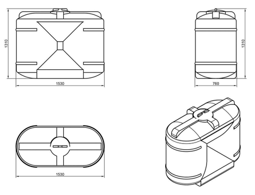 Ёмкость пластиковая пищевая Мультпласт КАС В-1000 1000 л. прямоугольная (153x76x131см;50кг;красный) - арт.555434.12
