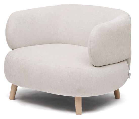 Кресло Luisa из шенилла перламутрового цвета с ножками из массива бука, Испания La Forma