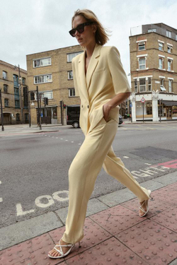 ZARA БРЮКИ ПРЯМОГО КРОЯ ИЗ РЕЛЬЕФНОЙ ТКАНИ, ЦВЕТ СЛИВОЧНОГО МАСЛА