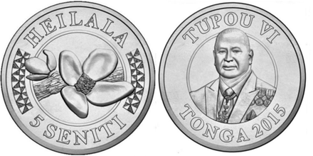 Тонга 5 сенити, 2015 Тупоу VI aUNC