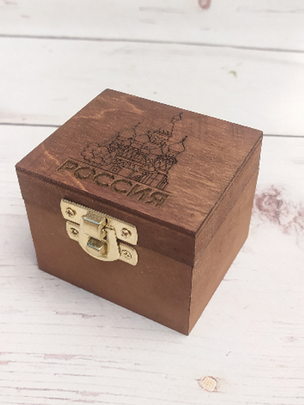 Музыкальная деревянная шкатулка-шарманка Россия с мелодией Калинка