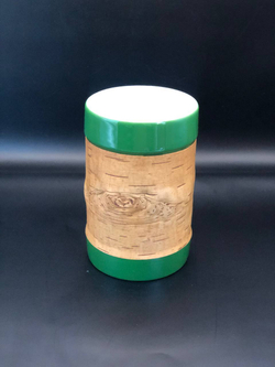 Кружка большая фарфоровая без ручки с берестой. Коллекция Log (Бревно)