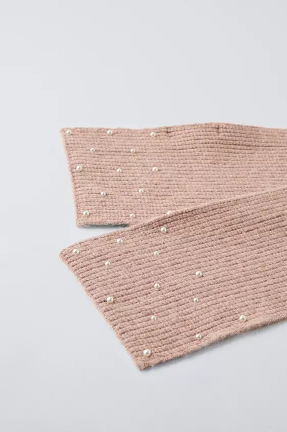 ZARA ТРИКОТАЖНЫЙ ШАРФ С БУСИНАМИ, РОЗОВЫЙ