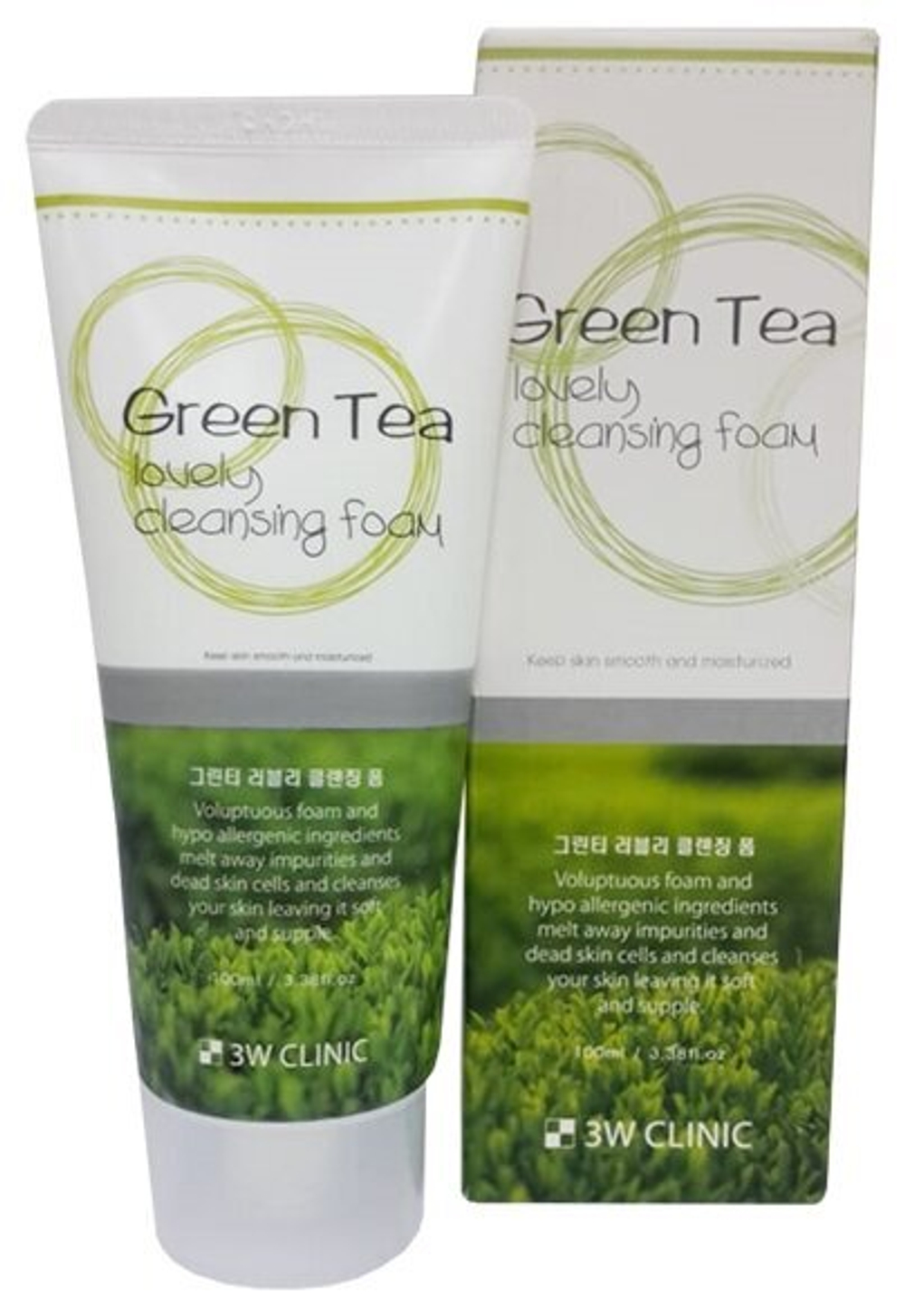 3W Clinic пенка для умывания Green Tea Foam Cleansing, 100 мл
