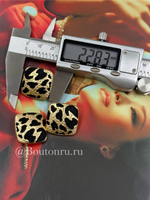 Пуговицы квадратные леопардовые матовое золото с черной эмалью