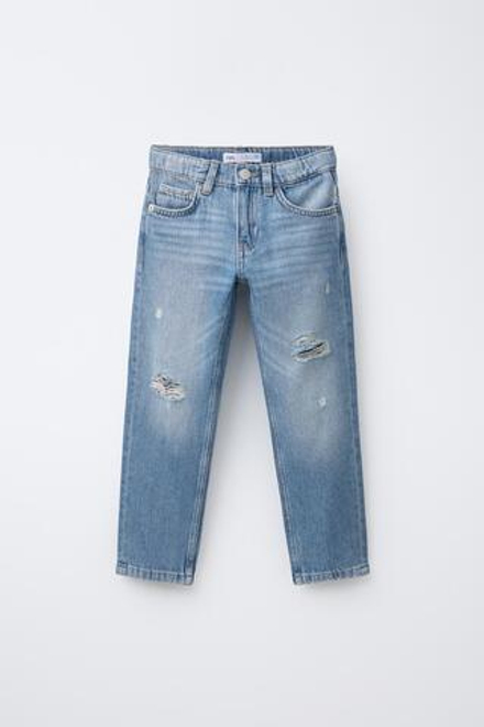 ZARA ДЖИНСЫ STANDARD С РАЗРЕЗАМИ, ВЫЦВЕТШИЙ СИНИЙ
