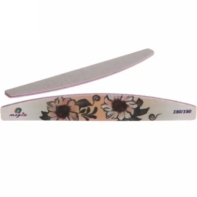 Пилка для ногтей наждачная в пакете «Professional - Flowers» абр. 180/180, полумесяц, цвет в ассортим., 17,8*2,8*0.04см
