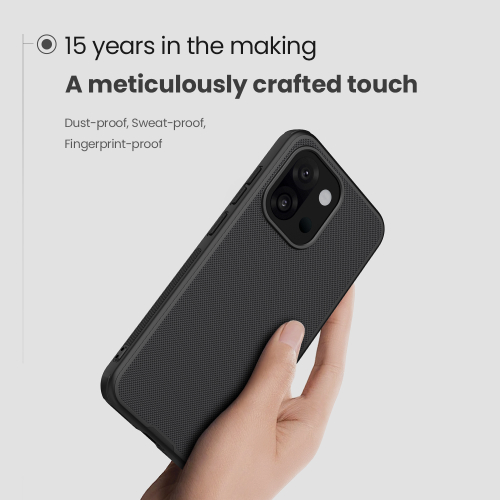 Усиленный противоударный чехол черного цвета от Nillkin для OnePlus 13T и 13s, серия Super Frosted Shield Pro