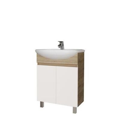 Тумба под умывальник напольная GROSSMAN ПОЛО-60 дуб сонома белая под умывальник Уют-60