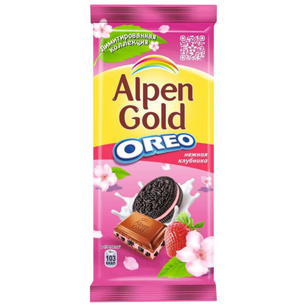 Шоколад Alpen Gold Oreo Нежная клубника 90 гр