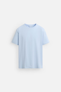 ZARA БАЗОВАЯ ФУТБОЛКА SLIM FIT, НЕБЕСНО-ГОЛУБОЙ