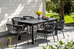 "Венето" обеденный стол из HPL 160х80см, цвет "серый гранит", каркас черный