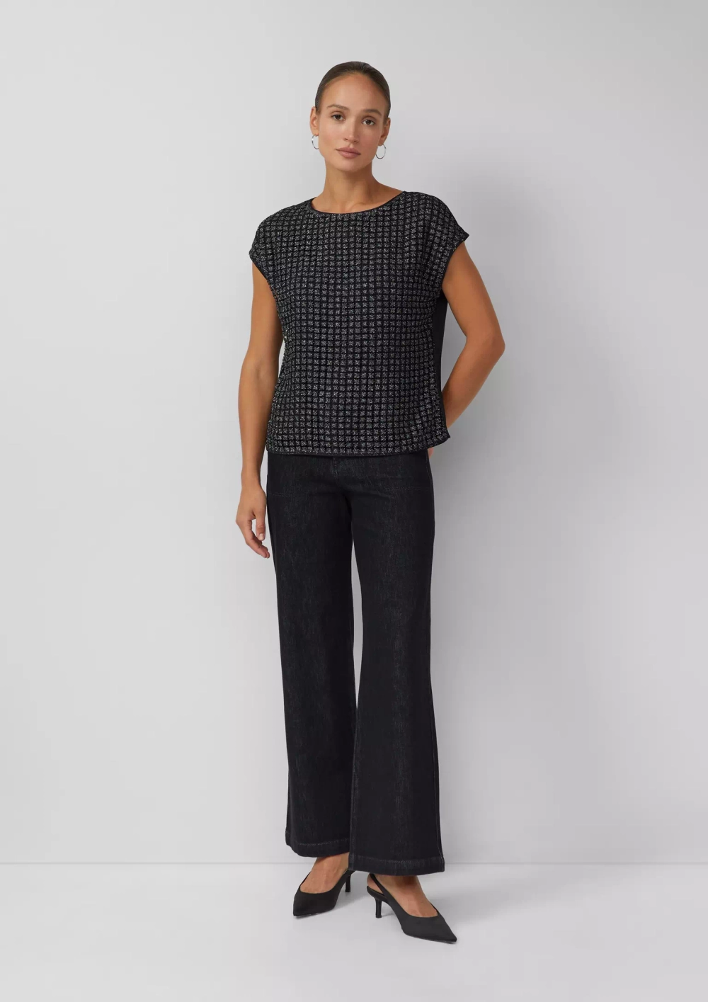 Блузка с кружевом из блестящей пряжи s.Oliver BLACK LABEL