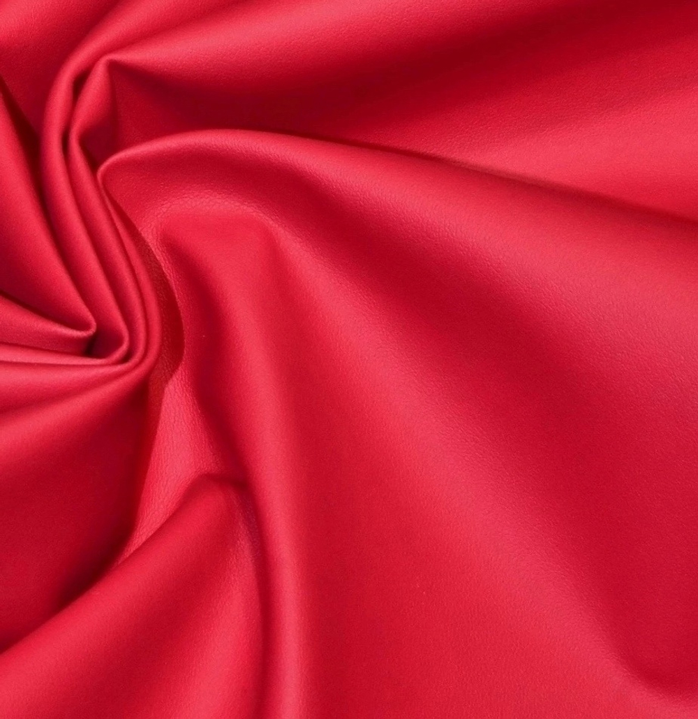 Эко-кожа (основа - трикотаж), цвет-Красно-коралловый