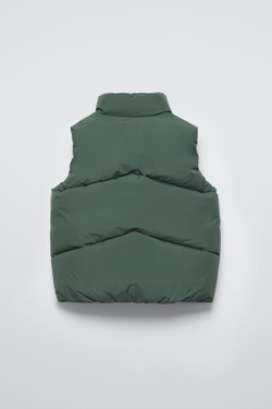 ZARA НЕПРОМОКАЕМЫЙ СТЕГАНЫЙ ЖИЛЕТ, ЗЕЛЕНЫЙ