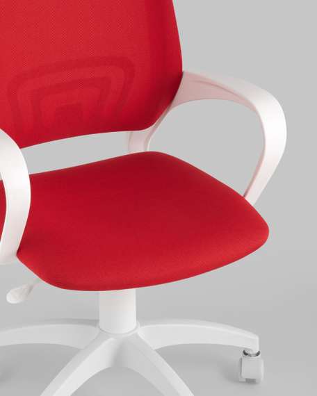 Кресло офисное TopChairs ST-BASIC-W красная ткань крестовина белый пластик