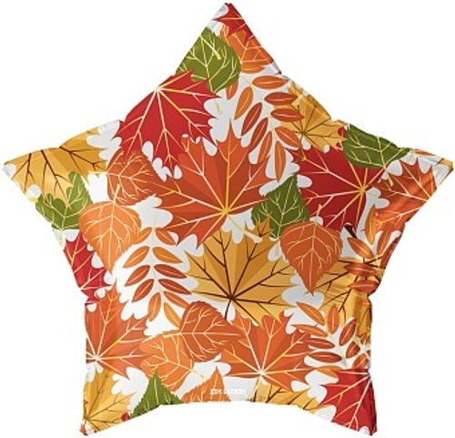 Шар фольга звезда 22"56см Осенние листья