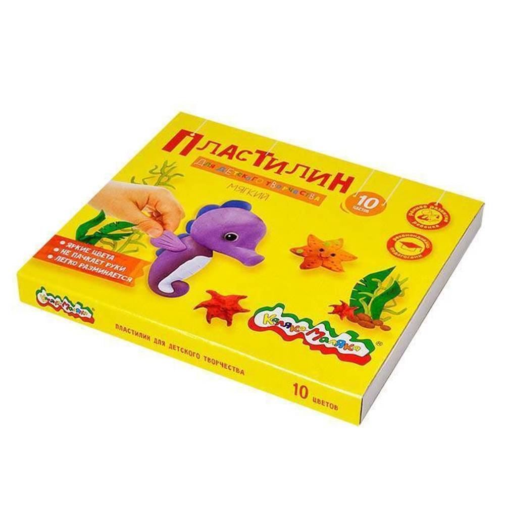 Пластилин классический 10 цветов, 150 гр, со стеком ПКМ10-П (Каляка-Маляка)