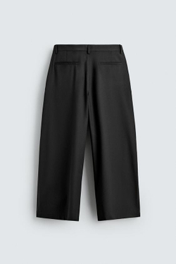 ZARA БРЮКИ RELAXED FIT СО СКЛАДКАМИ, ЧЕРНЫЙ